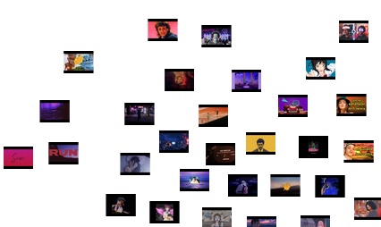 Grafo de rede com thumbnails do YouTube como nós